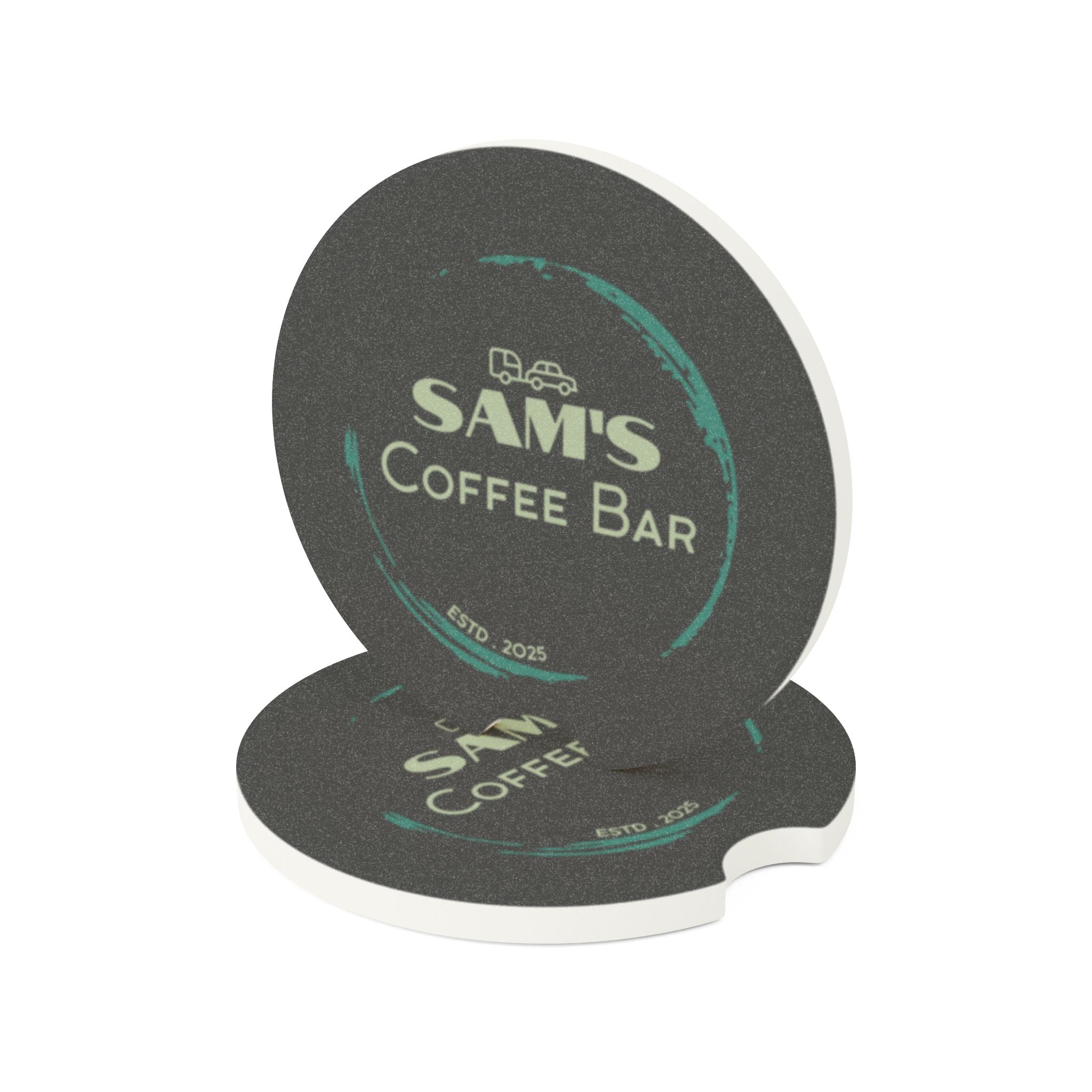 Sam's Coffee Bar Soapstone Car Coaster - Coffee Lover's Cup Holder