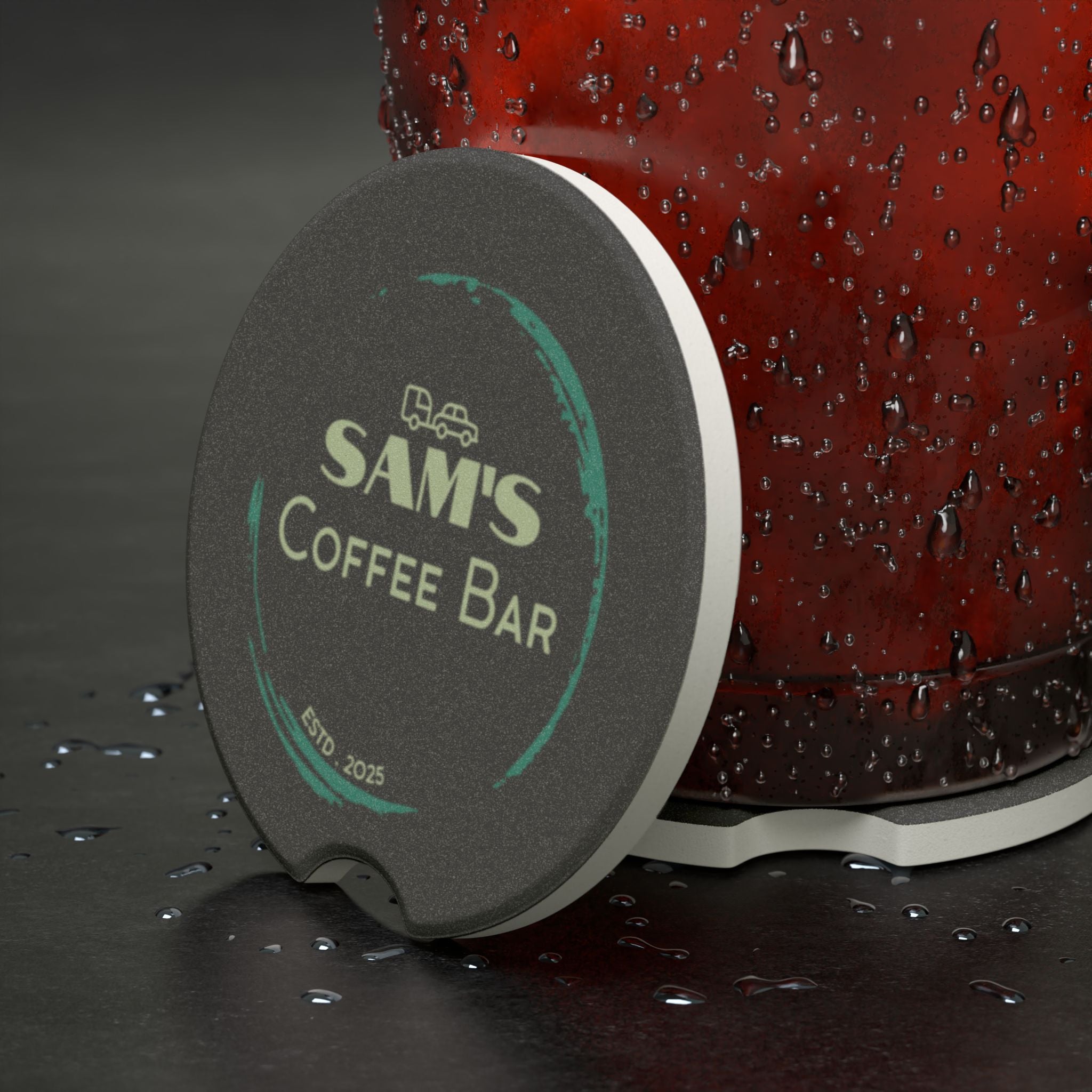 Sam's Coffee Bar Soapstone Car Coaster - Coffee Lover's Cup Holder